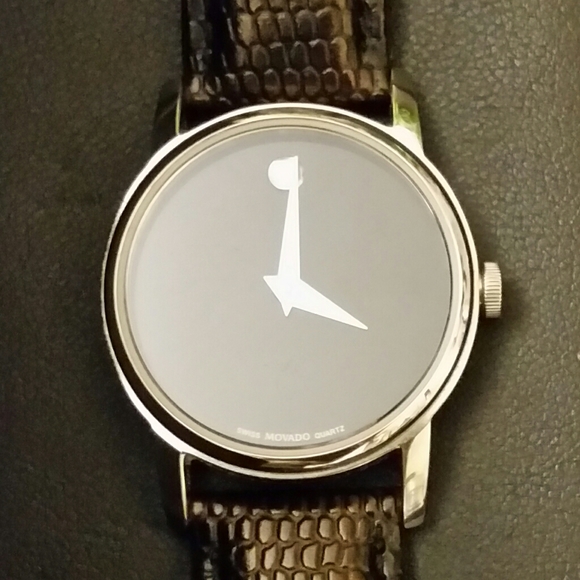 Movado Black Leather Watch